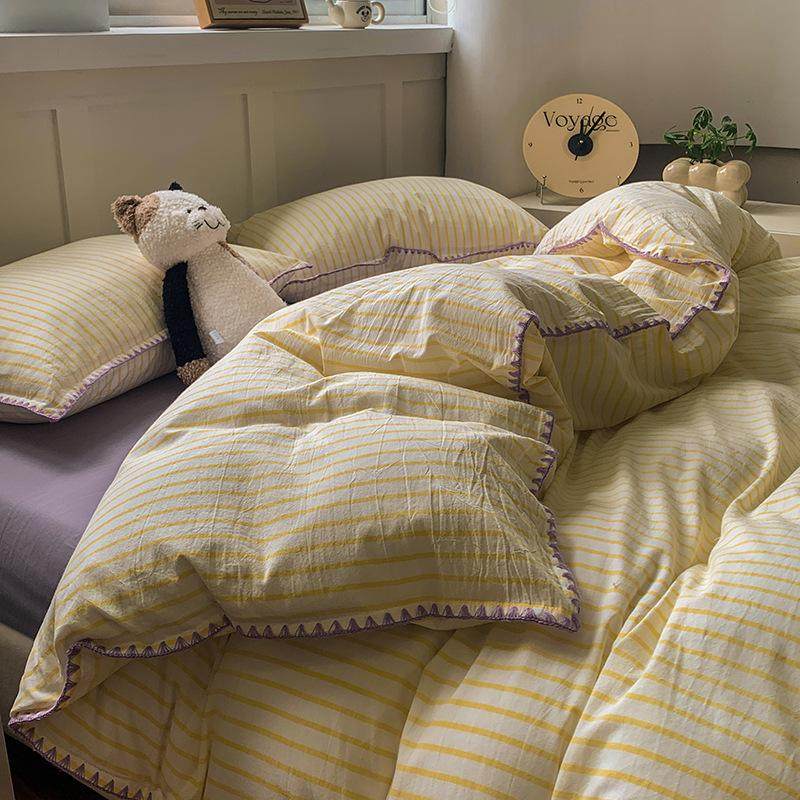 条纹水洗棉纯棉被套a类色织全棉被罩三件套学生宿舍单人被套单件,床上用品,学生床品套件,淘宝优惠券,粉丝福利购,淘宝优惠卷