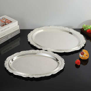 托盘欧式茶杯银色盘盘子甜品宫廷风摆件雕花批发复古垫咖啡碟子