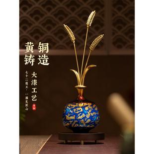 高档岁岁平麦穗摆件入户玄关安竖高铜中式新细长装饰乔迁高端开业