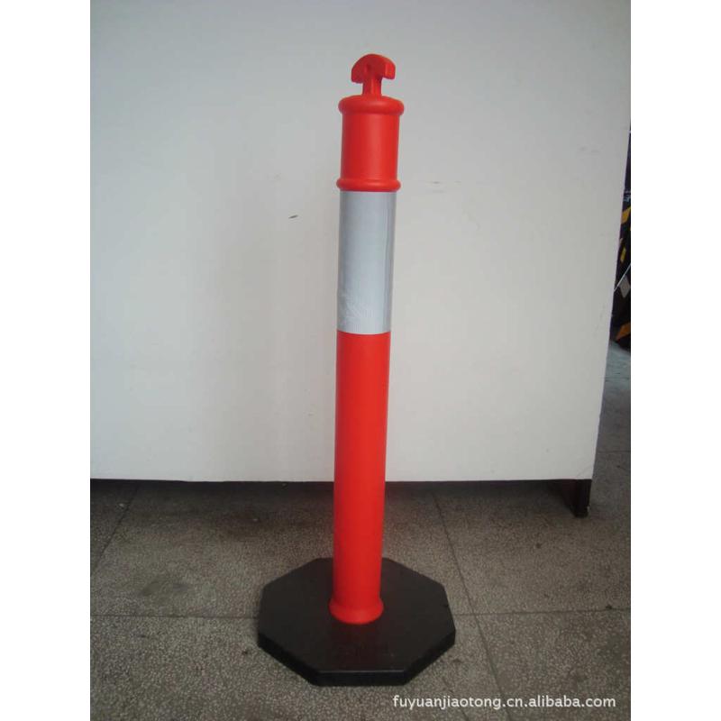 塑料警示柱 pe警示柱 T-TOP道口柱 可挂链条警示桩 110cm高橡胶底