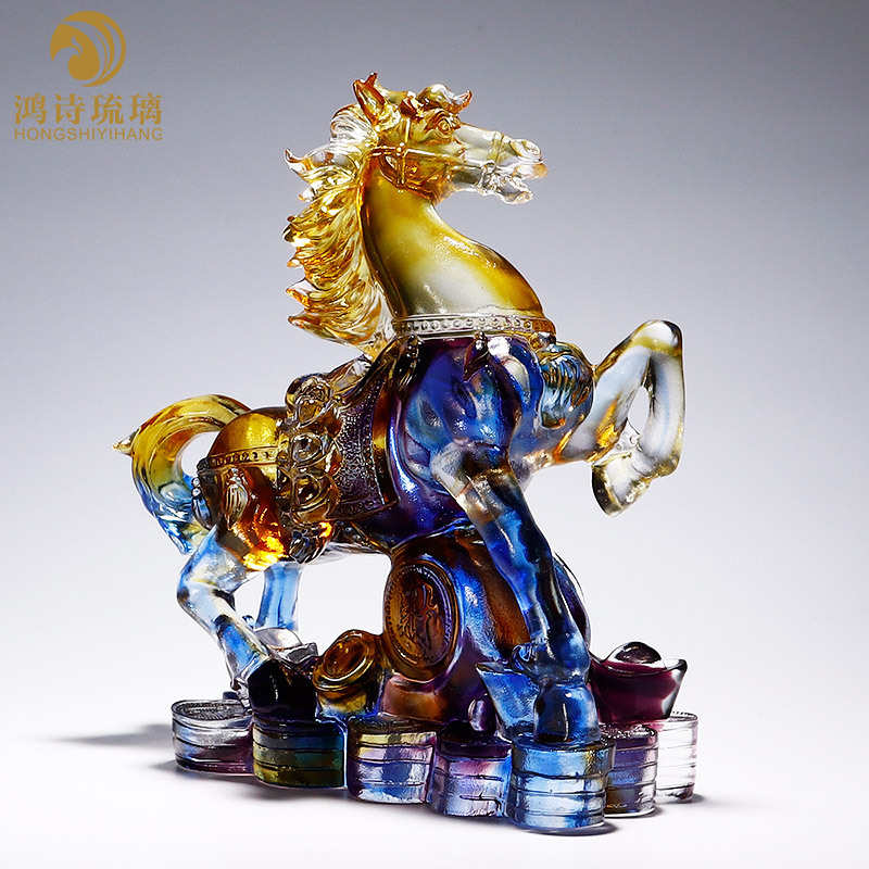 公司开业年会礼品琉璃马摆件工艺品家居创意实用大气电视柜装饰品