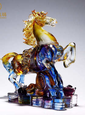 公司开业年会礼品琉璃马摆件工艺品家居创意实用大气电视柜装饰品