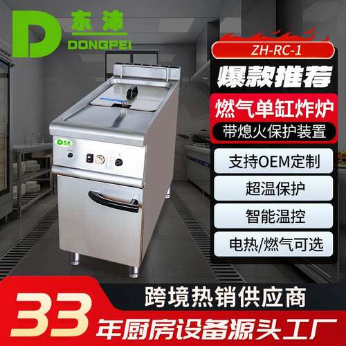 东沛立式单缸单筛炸鸡店炸鸡炸炉商用 摆摊燃气油炸锅带限温保护