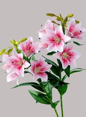 新款 3D多头百合花高级感仿真花 轻奢家居摆花婚礼婚庆布置装饰花