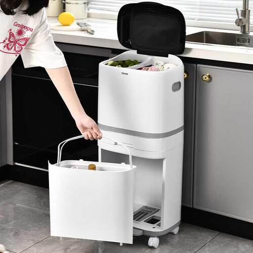 桶物余厨分类厨房分离干湿清洁移动带卫生桶轮收纳垃圾桶桶家用储