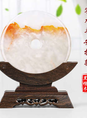 瓷盘托架片玉璧物圆盘摆件红木圆形架子底座饼扣支架实木平安茶置