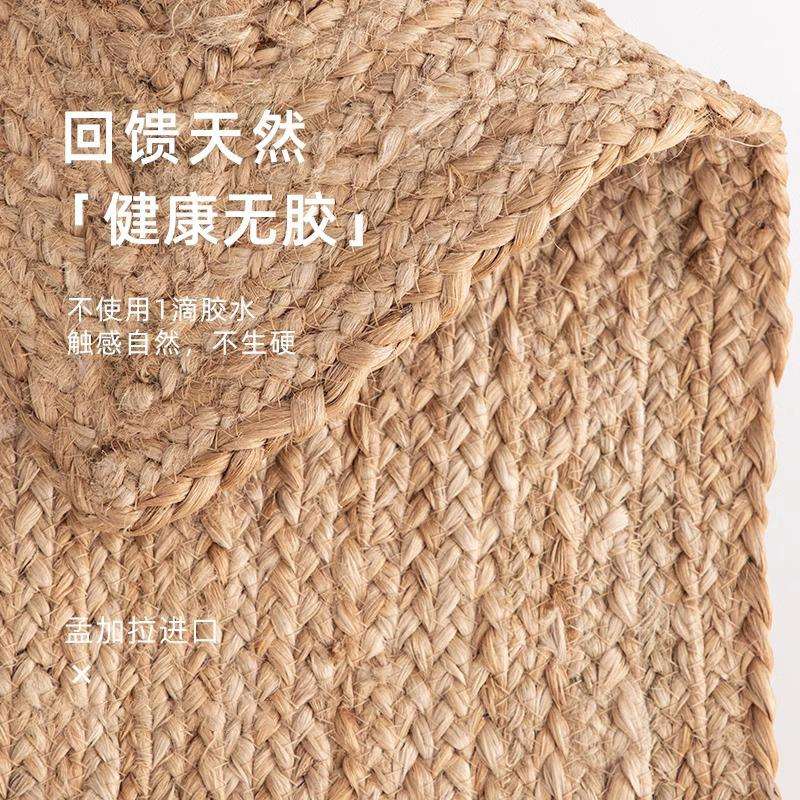印度黄麻无胶手工地毯日式诧寂风客厅卧室书房现代简约耐脏耐磨垫