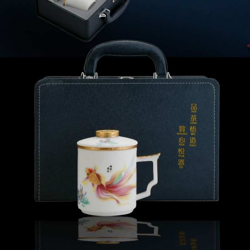 家用羊脂玉茶杯泡茶种办公瓷杯茶水冰杯马克过滤大师水杯高级分离