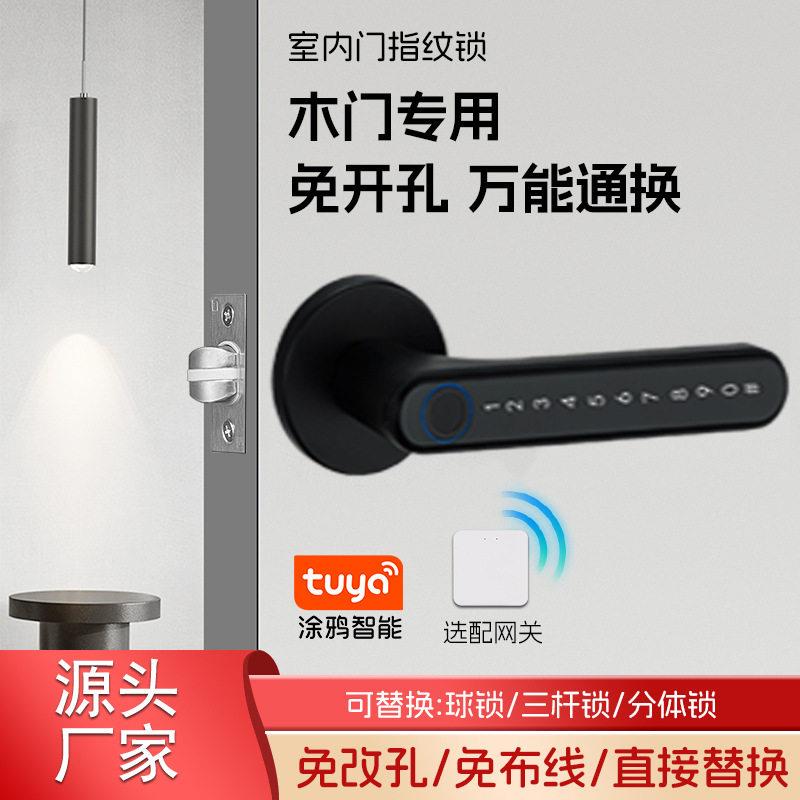 美式球形门锁欧式木门公寓指纹锁TTlock涂鸦APP密码NFC刷指纹识别