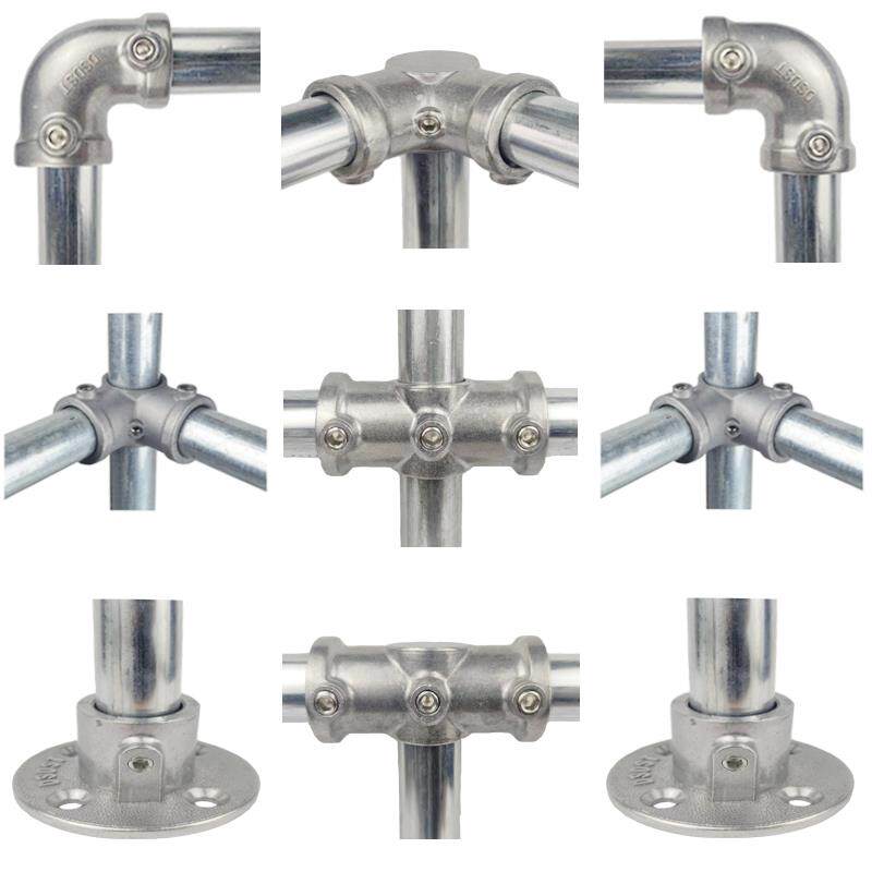 需定制圆管连接件25mm六分管铝合金镀锌32mm钢管铁管底座三通弯头