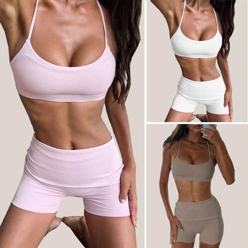Women's Sexy Backless Sleeveless Crop Top & High Waist