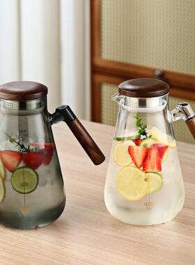 高硼硅玻璃烟灰色冷水壶耐高温家用套装凉水壶大容量北欧冰水壶扎
