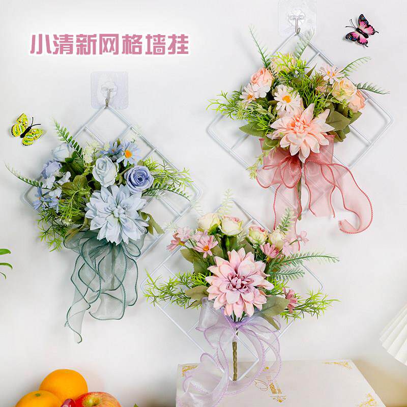 春节ins小清新网格挂饰花朵民宿装饰玄关客厅卧室墙面装饰品挂件