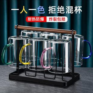 家庭杯具套装高硼硅玻璃杯套装家用喝茶杯带把绿茶杯耐高温待客混
