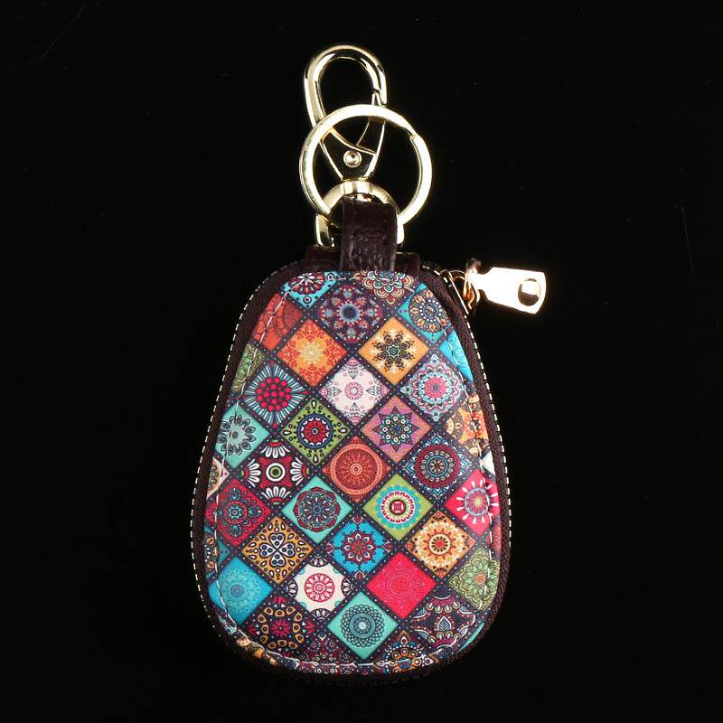 通用拉链钥匙包手绘彩印卡通可爱家用个性汽车锁匙套钥匙扣保护套