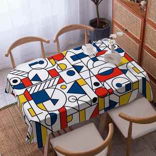 高档蒙德里茶安几何格子小方格桌布水客厅几垫电北欧防风学生脑桌