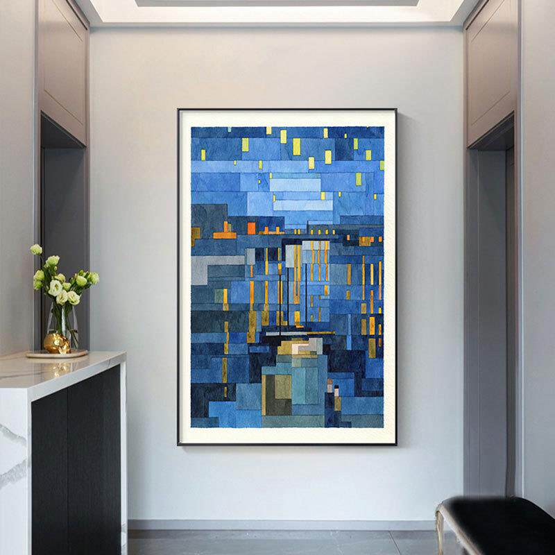 梵高名画现代玄关装饰画客厅沙发背景抽象艺术挂画入户正对门壁画