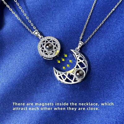 Couple Matching Necklace Sun Moon Heart Magnetic Paired Pend
