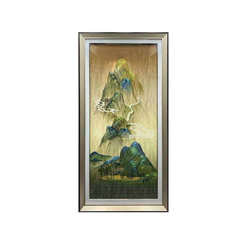 走廊走道苏绣装饰画织锦刺绣迎门玄关挂画千里江山新中式壁画