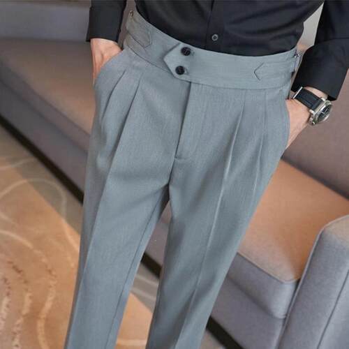 E 12637 Retro High Waist Straight Leg Pants 复古腰西裤