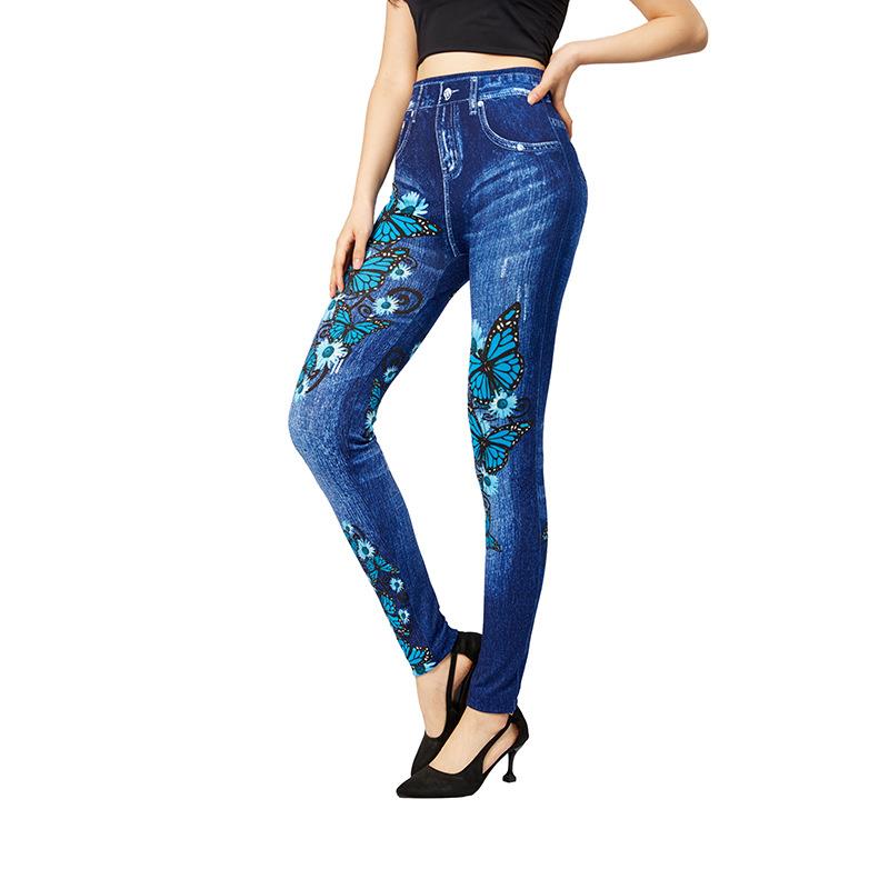 high denim wear leggings women tight outer for pants