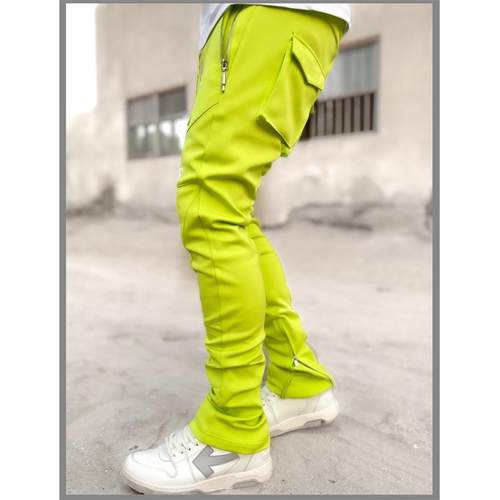 Solid casual sports slim cargo pants纯色休闲运动修身工装裤男