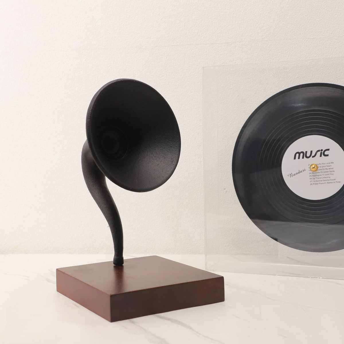 北欧极简木质金属喇叭摆件样板房电视柜卧室客厅茶几家居饰品摆件,家居饰品,木雕,淘宝优惠券,粉丝福利购,淘宝优惠卷