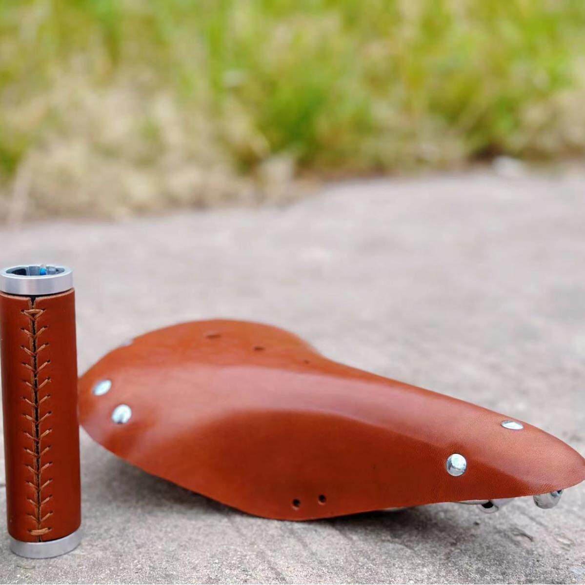 新款直销自行车鞍座复古车坐垫山地车车座牛皮座垫把套舒适透气