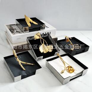 北欧简约餐巾纸收纳盒轻奢纸巾架酒店餐厅商用压纸方形餐巾纸盒子