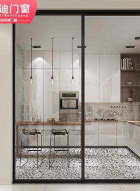 三联动玻璃推拉门地滑轮隔断吊轨折叠门移门铝合金门隔音平移门