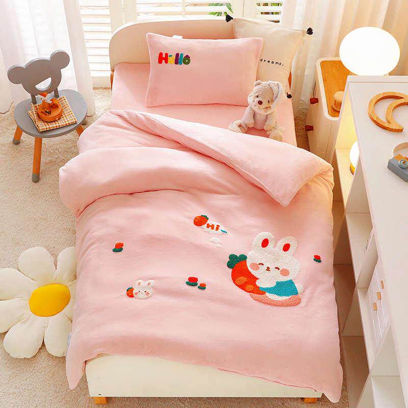 儿童被套冬季加绒牛奶绒单件120x150cm婴儿幼儿园宝宝被罩150x200
