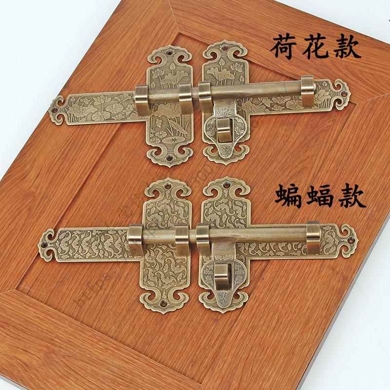 仿古纯铜大门铜插销老式木门新中式门锁农家院门锁庭院花园门门栓
