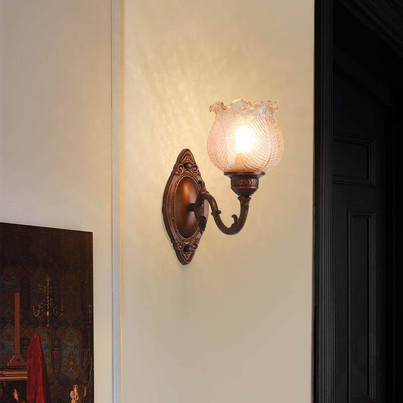 复古个性床头美式走廊灯中古卧室古风法式楼梯壁灯过道玻璃室内酒