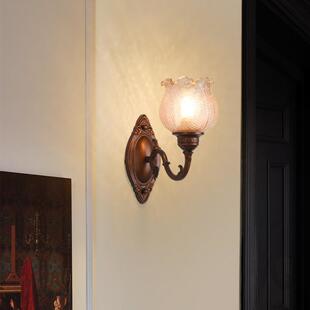 复古个性床头美式走廊灯中古卧室古风法式楼梯壁灯过道玻璃室内酒