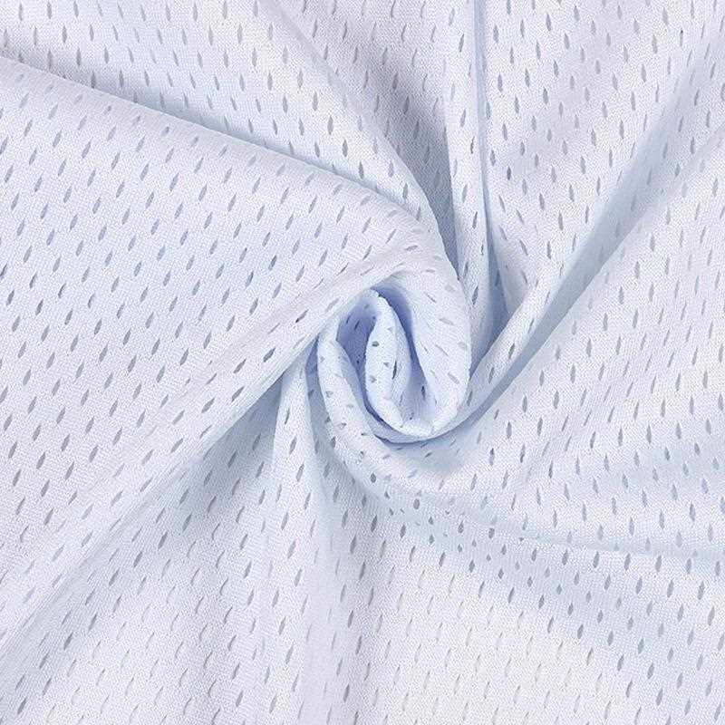 新款直销150D洞洞布200-250克全涤镂空网孔布运动服蓝球服面料 低