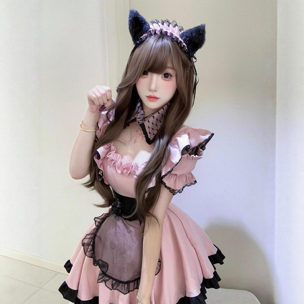 新款日系可爱女仆装COS甜美少女蕾丝猫女佣制服套装lolita连衣裙