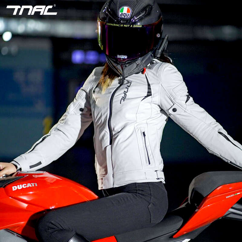 TNAC拓驰女款摩托车冬季保暖骑行服防风通勤防摔机车四季赛车服