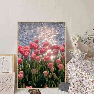 带框郁金香花钻石画满钻客厅手工diy小件欧式 2024新款 贴钻十字绣