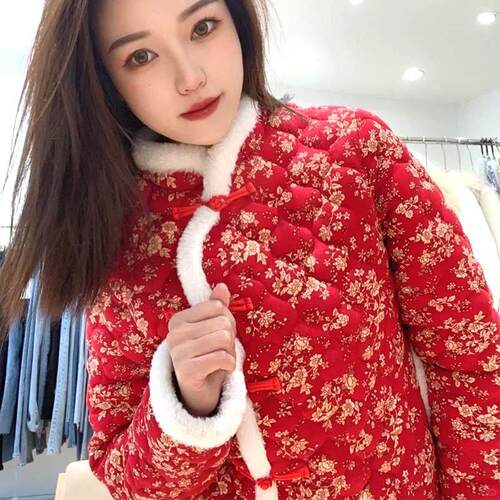 花棉袄女士冬季新款年轻人洋气外套东北大花网红马甲碎花国风碎花