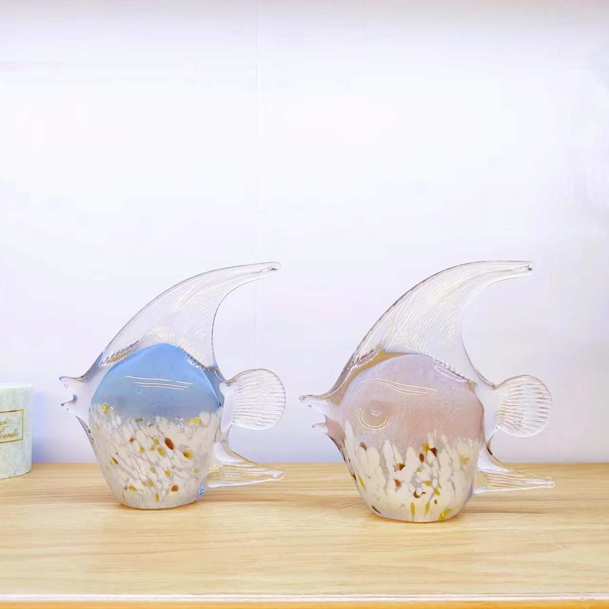 高档琉璃鱼亲吻鱼摆件轻奢风家居装饰品现代简约酒柜客厅摆设