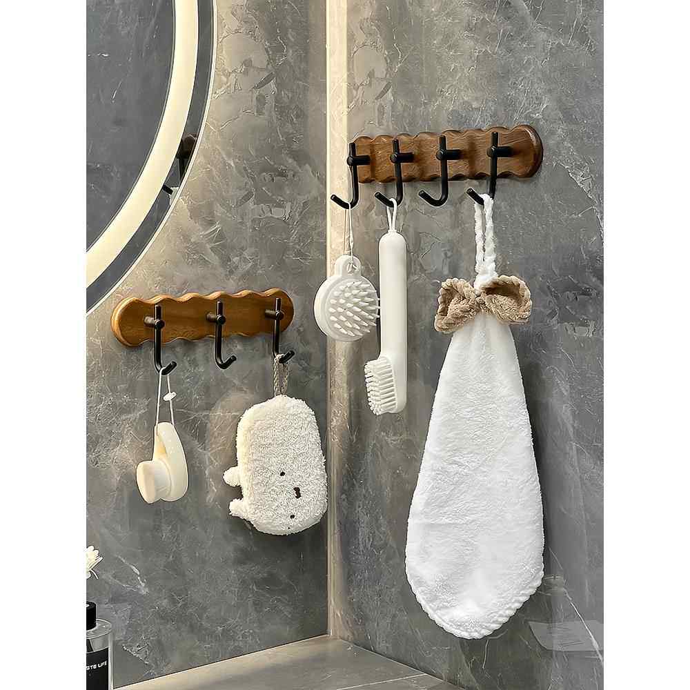 挂钩免打孔强力承重浴室墙上无痕毛巾粘钩厨房门后挂衣架木质排钩