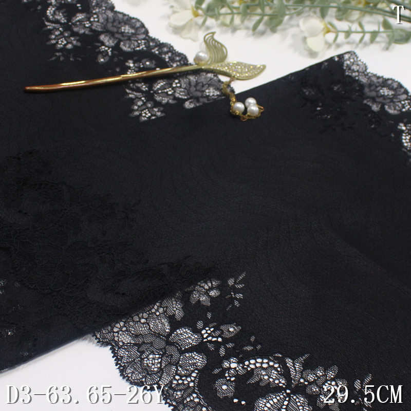 弹力花朵蕾丝服装双边家 纺唐厚实蕾丝黑色辅料29cm隆diy花边复古