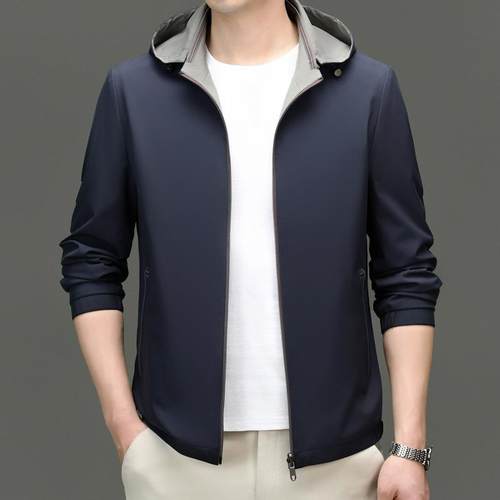 春秋季新款男式夹8787-L2克装青中年男双面茄穿带潮流百搭帽克外