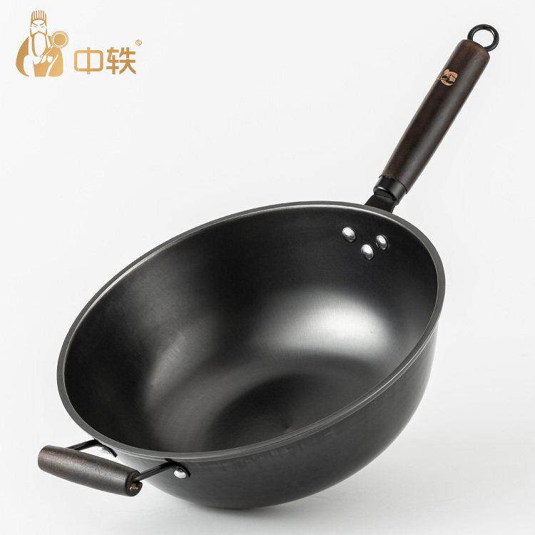 中轶铁锅炒锅家用不沾锅铸铁锅无涂层电磁炉专用锅具加深容量32CM