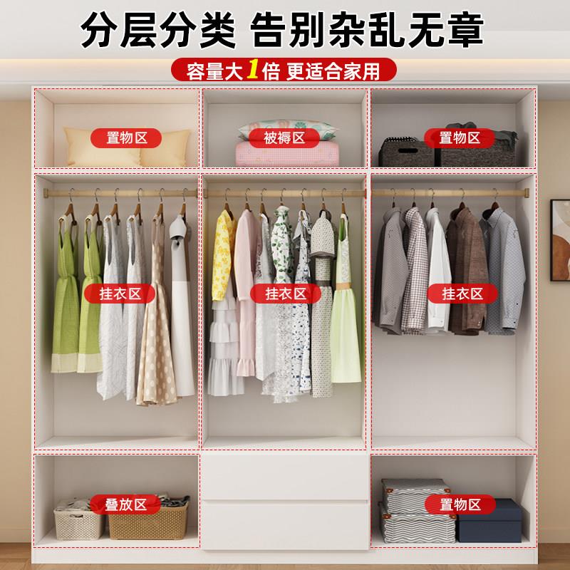 实木衣柜卧室家用儿童OXF01代简20约25新出租房用免现拉手分段式