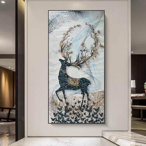 轻奢道式入户玄关装饰画大气廊过挂画657客厅竖欧版壁走画