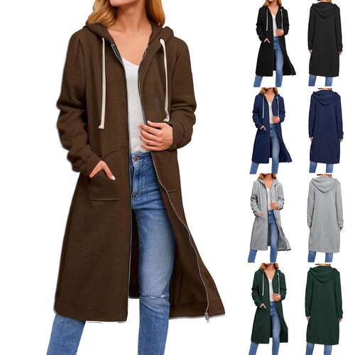 Women's zipper long cardigan jacket 女装拉链长款开衫外套