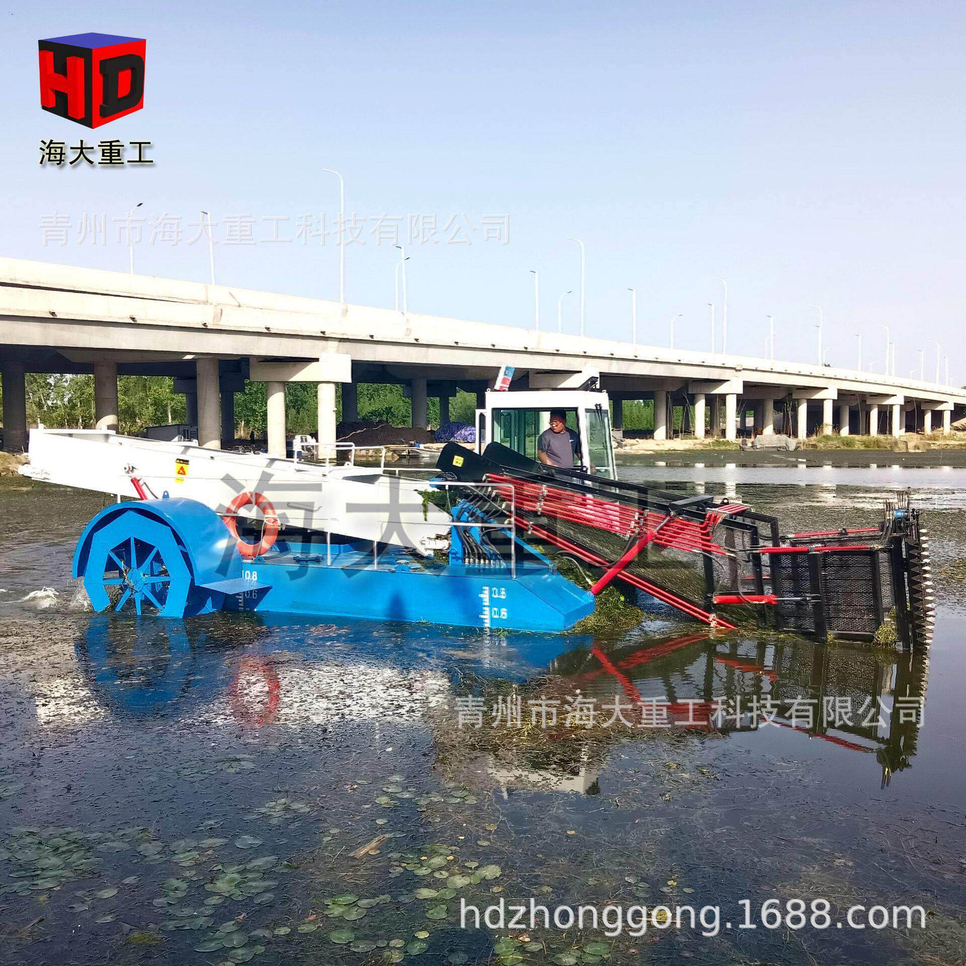 四川水白菜全自动割草船浮萍收集打捞船河道半自动保洁船现货