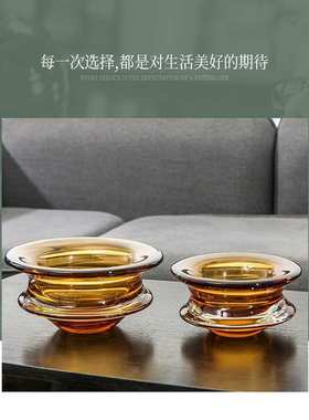 北欧现代家居摆件创意果盘 软装样板间轻奢桌面圆形果盘琉璃工艺