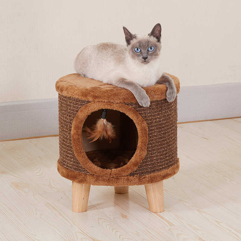 圆形猫凳子窝宠物窝简约凳子猫咪窝现代猫猫咪四季封闭式房子